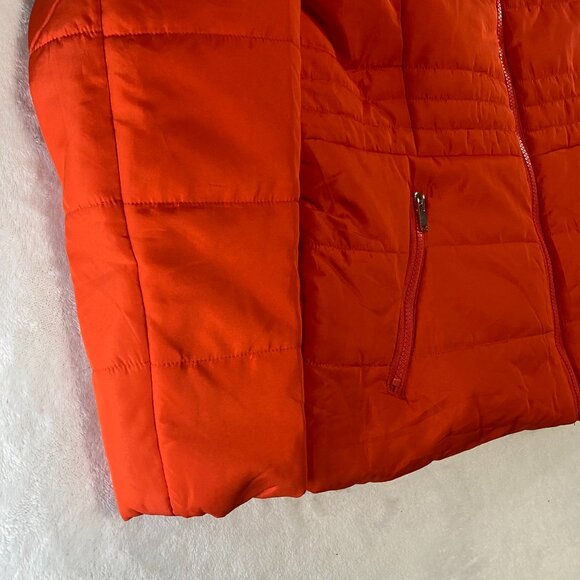 New York & Company Orange Womens XL Full Zip Pocket Puffer Jacket 100% Polyester - Picture 6 of 12